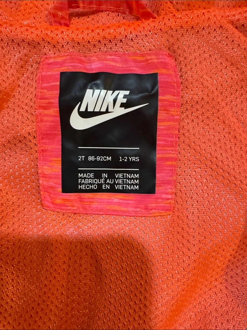Nike Girls' Hooded Windbreaker in Neon Pink-Orange